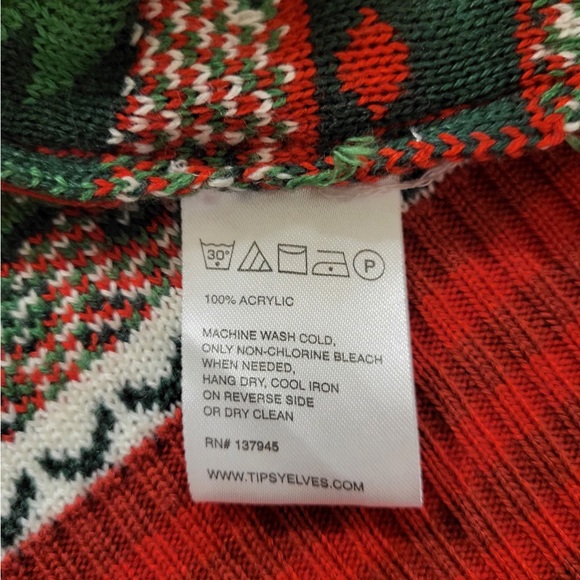 Tipsy Elves Red and Green Festive Corn Hole Sweater Ugly Christmas Sweater - Picture 7 of 8